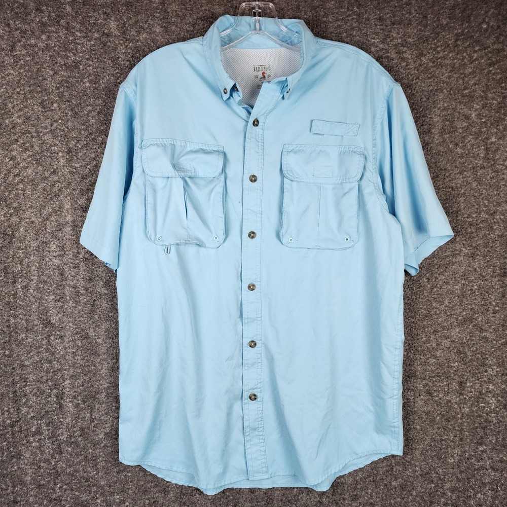 RedHead Fishing Shirt Mens Medium Light Blue Short Sleeve Ventilated 602RHS19